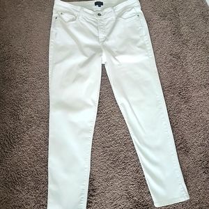 NYDJ White Denim Ankle Jeans Sz 12 Slim Fit